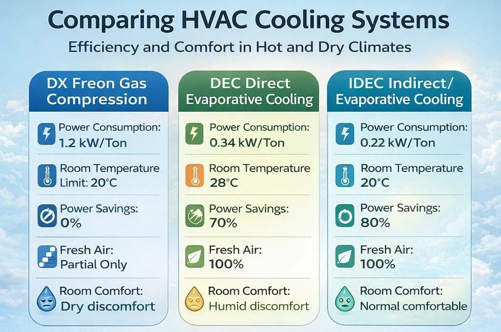 Comparing HVAC DX vs IDEC cooling systems efficiency table image
