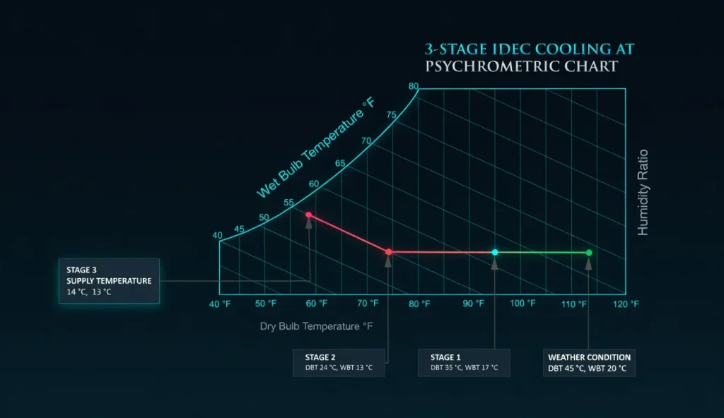 IDEC Supercool 3-Stage IDEC Cooling at Psychrometric Chart